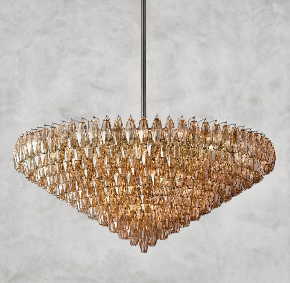 CHIARA CLEAR/ SMOKE GLASS TIERED ROUND CHANDELIER 37", 47", 62"